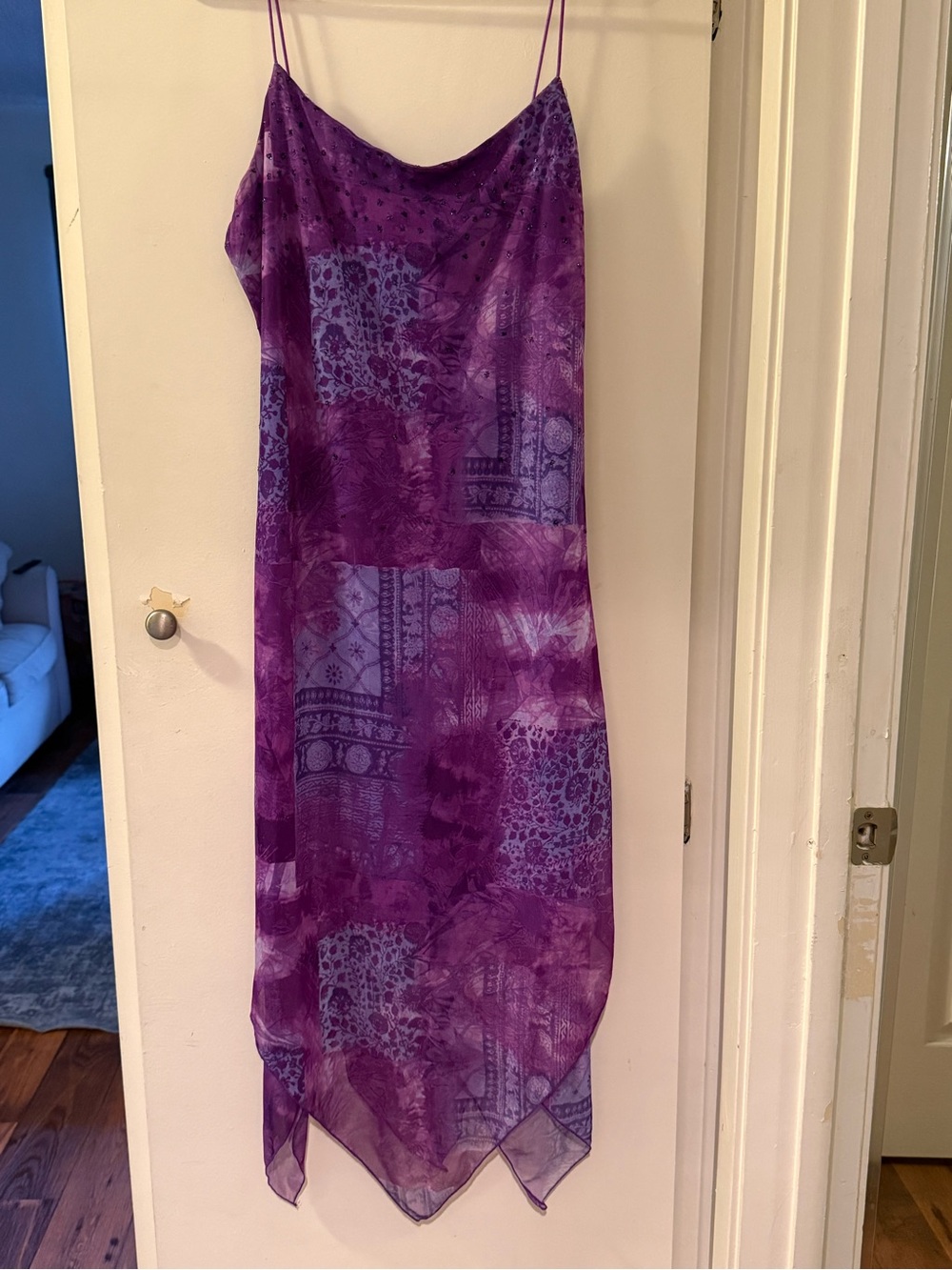 True vintage y2k 2000s era grail asymmetrical purple fairy dress - Picture 2 of 4
